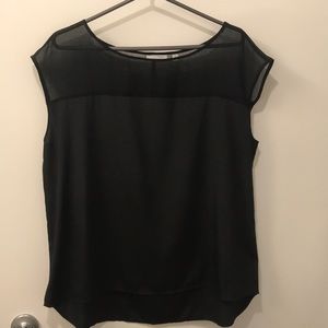 Halogen shell blouse w/feminine sheer neck detail